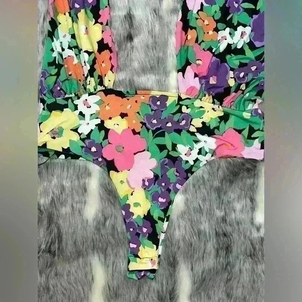 AFRM Rosa Bodysuit in Neon Garden size XS - Picture 9 of 11